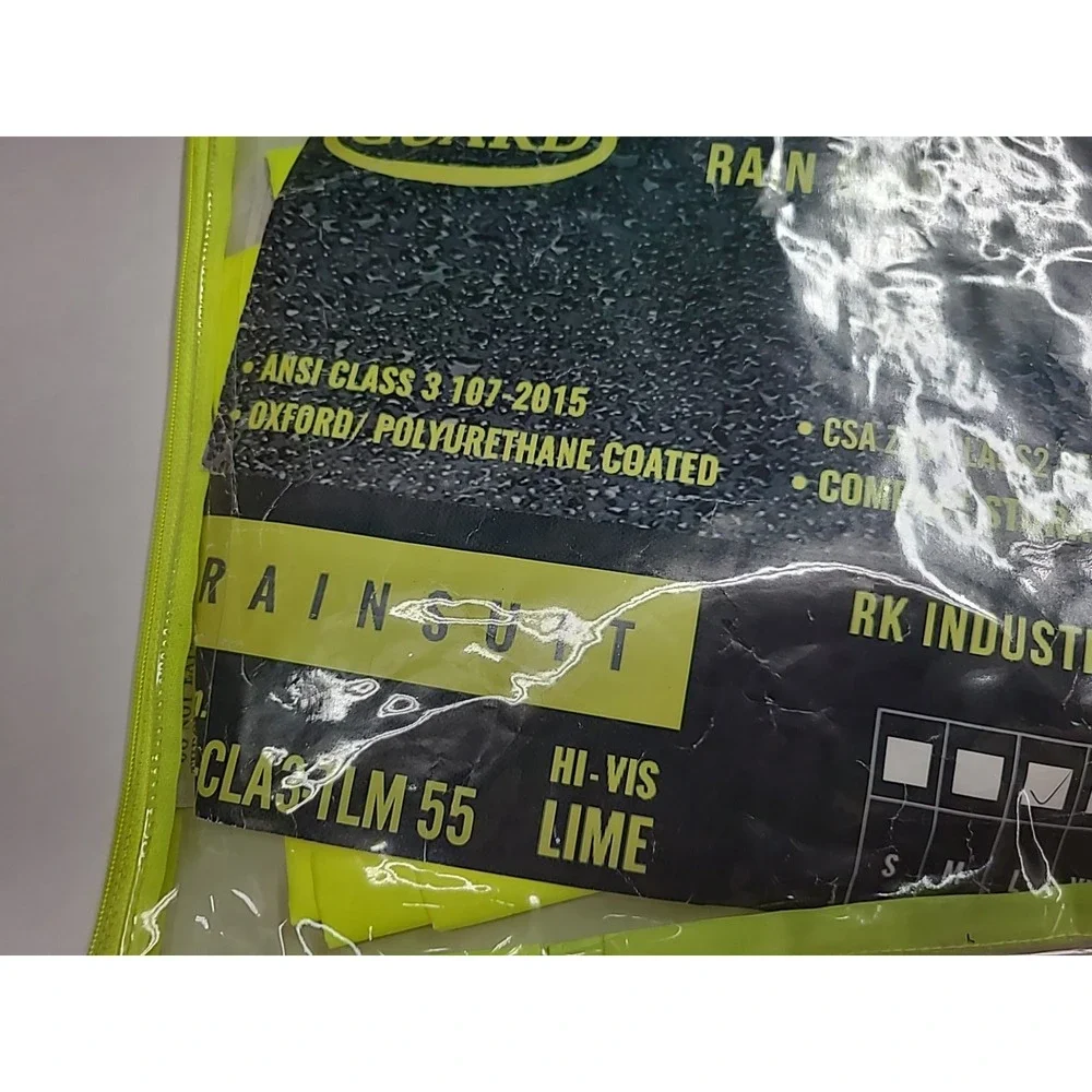 RK Guard RK class lll Rain Suit Hi Vis Lime Sz L‎